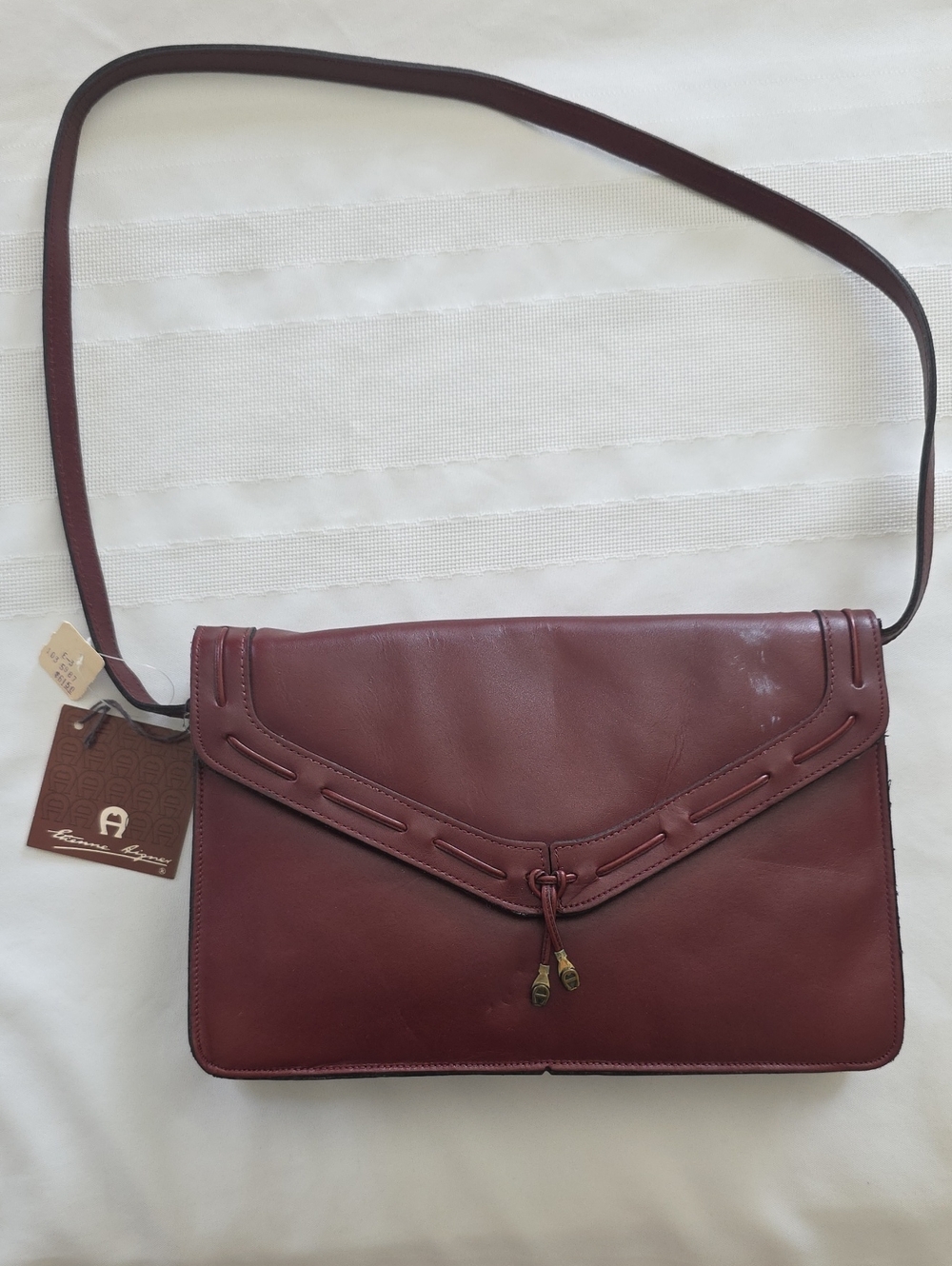 Vintage Leather Burgundy Shoulder Bag by Etienne Aigner New Old Stock With Tags
